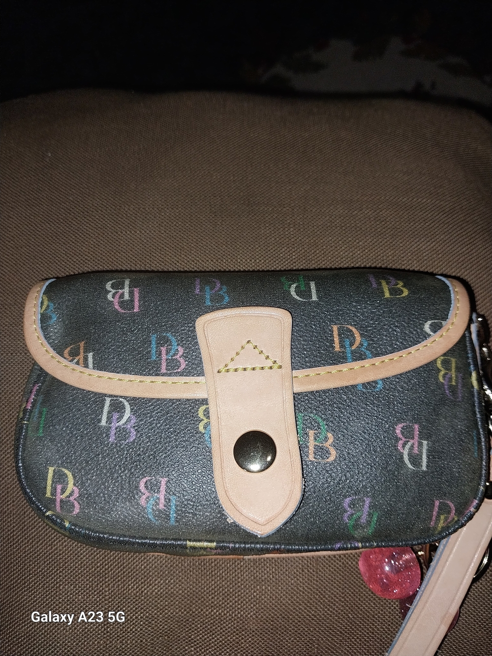 Vintage Dooney & Bourke Colorful Monogram Crossbody Wallet/ Clutch/Wristlet